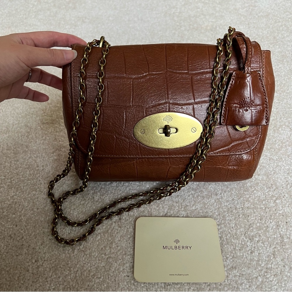Mulberry Tan Croc-Embossed Lily bag